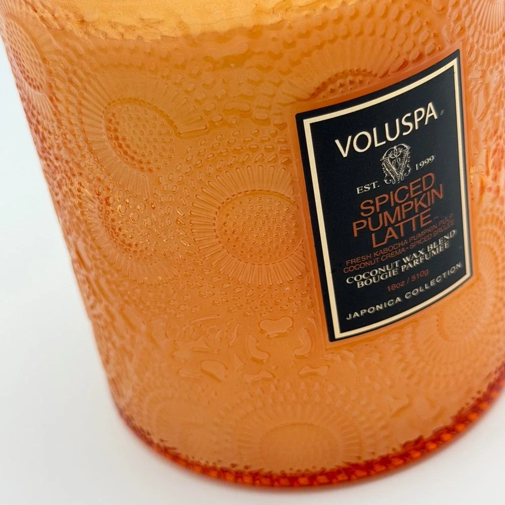 Voluspa Candle 18oz Orange Spiced Pumpkin Latte‎ Japonica Glass NEW